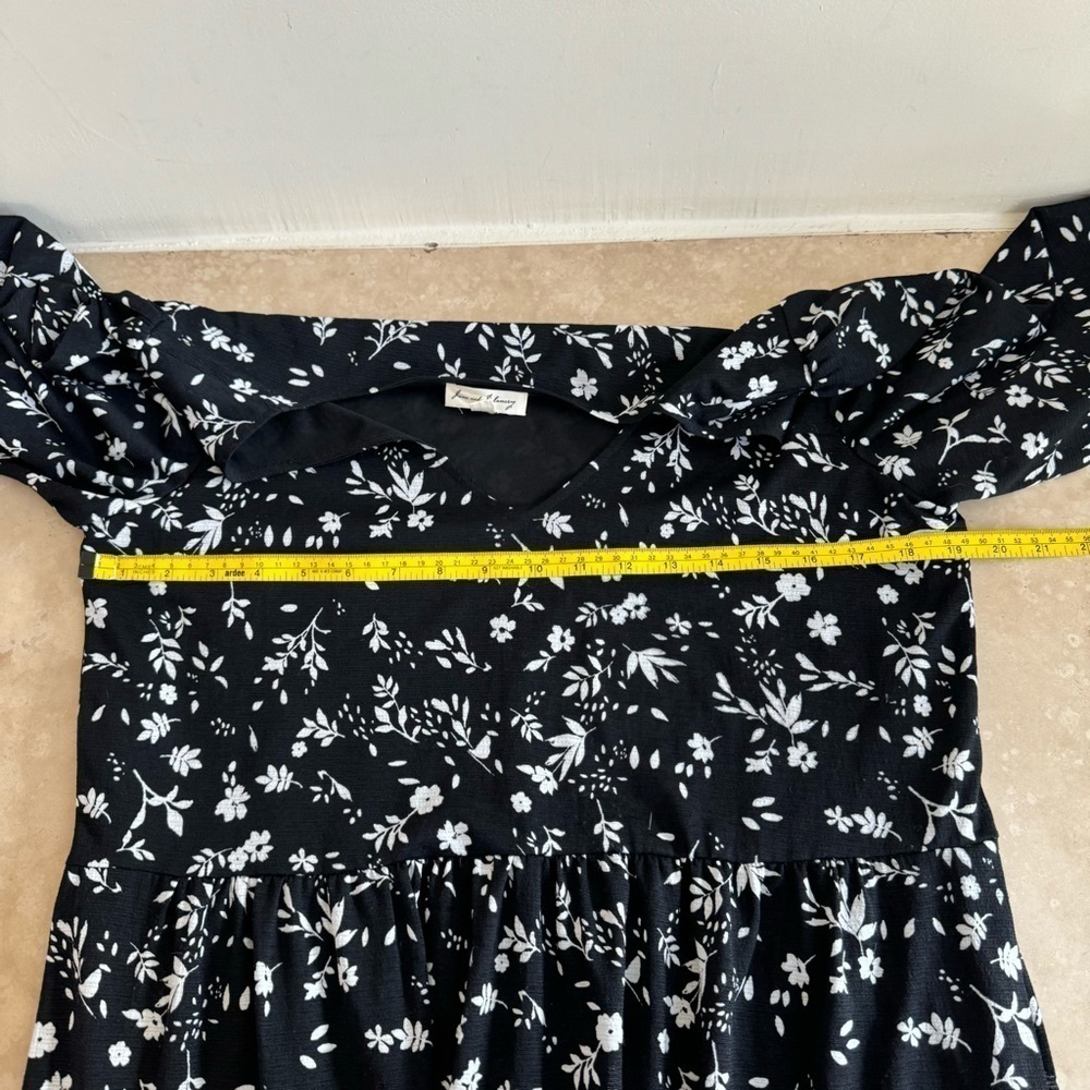 Jane and Delancey Black Floral Stretch High Waist A Line Midi Womens Size M - Picture 9 of 15
